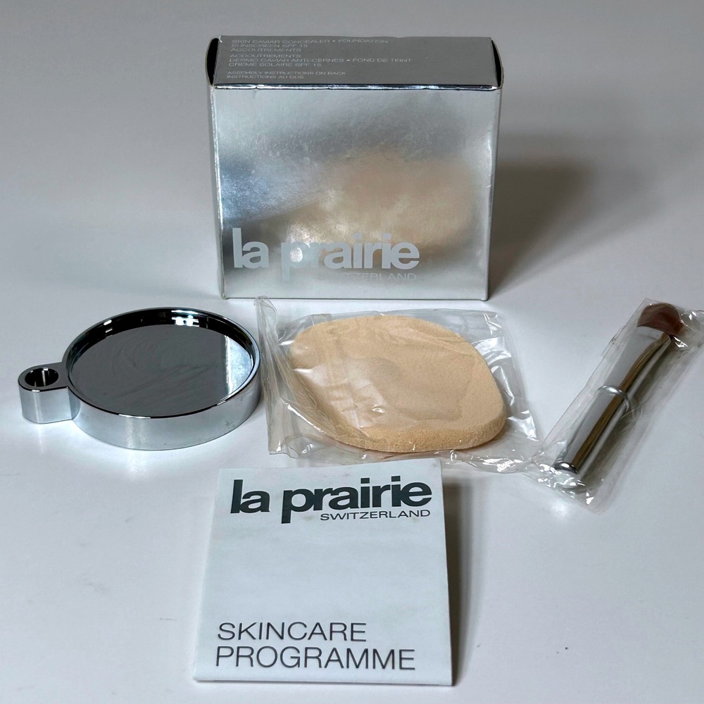 La Prairie Skin Caviar Concealer Foundation Accessory Set ONLY Brush Sponge Stan